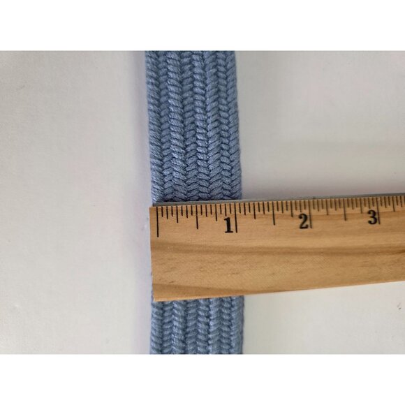 Vintage Talbots Light Blue & Brown Woven Belt With Leather Buckle - Medium New - Picture 8 of 8